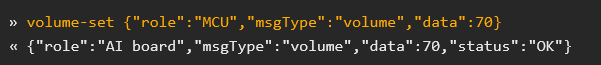 Module replies that the volume was set successfully