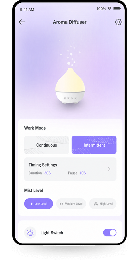 Aroma diffuser feature template