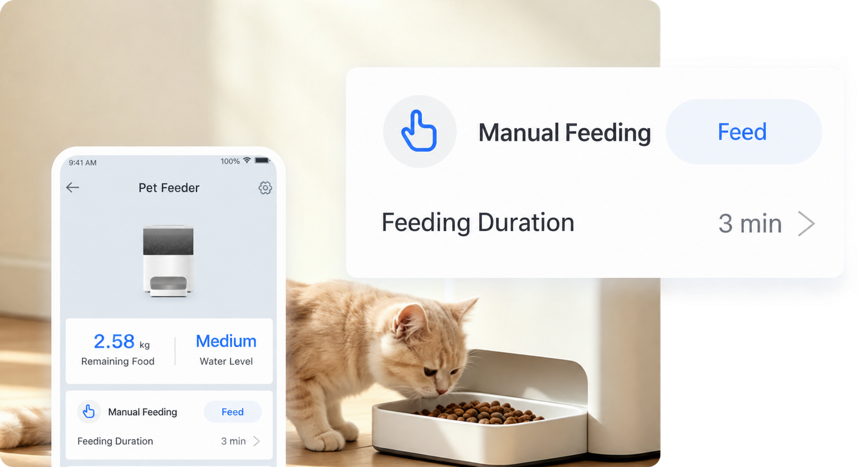 App Remote Control with Smart Start/Stop Feeding