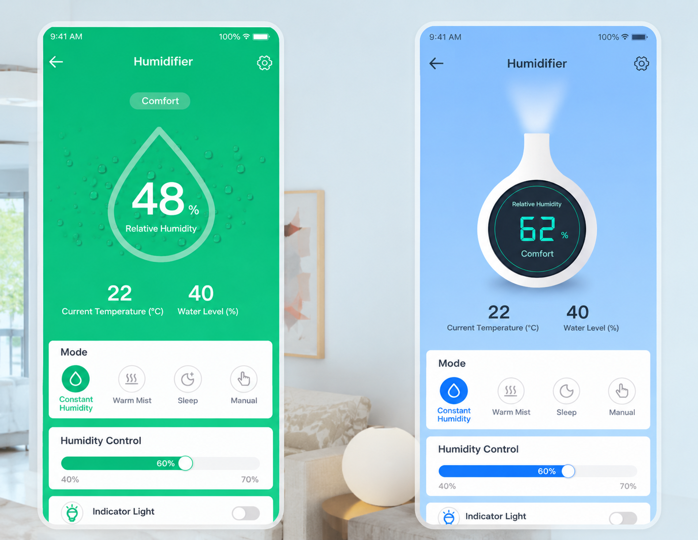Humidifier feature template